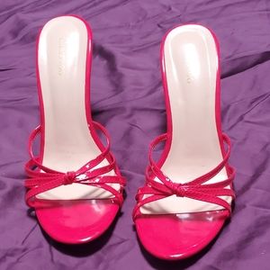 Patent red faux leather mules size 10
